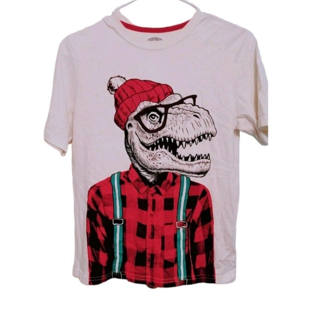 Boys Christmas Holiday Tee T-Shirt Size 14 16 Dinosaur
